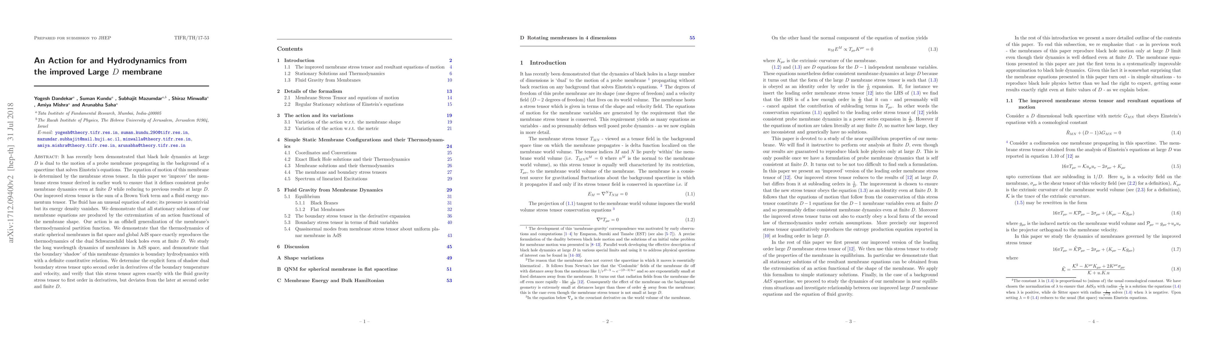 Thumbnail for An Action for and Hydrodynamics from the improved Large D membrane