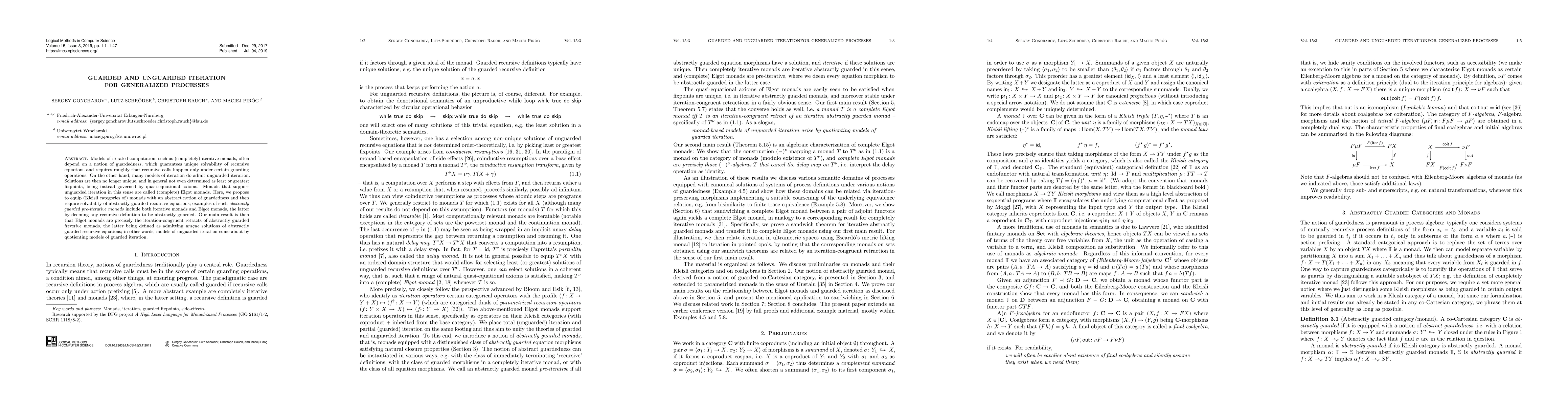 Thumbnail for Guarded and Unguarded Iteration for Generalized Processes