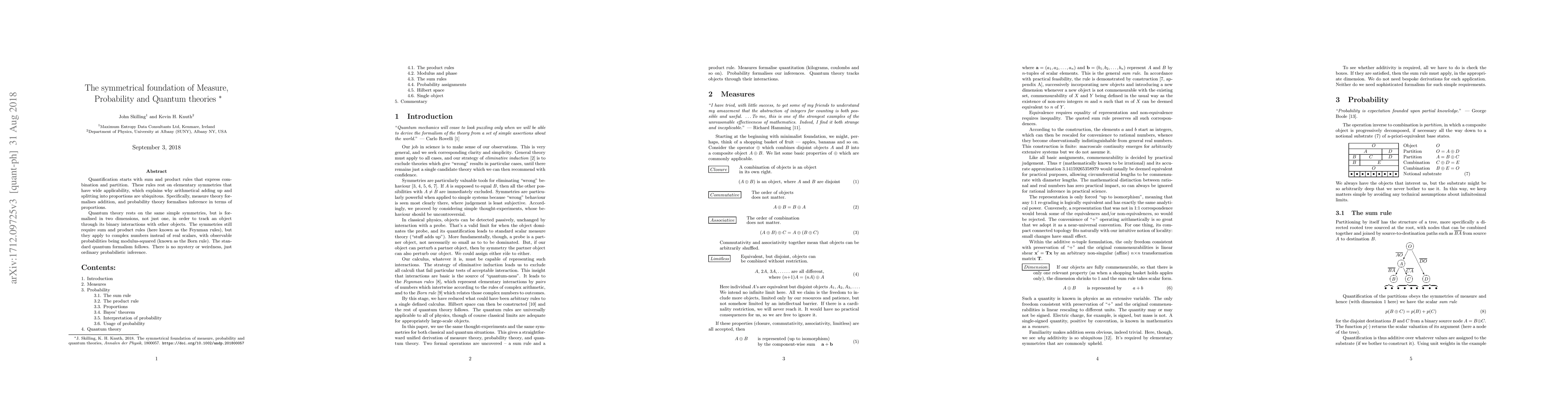 Thumbnail for The symmetrical foundation of Measure, Probability and Quantum theories