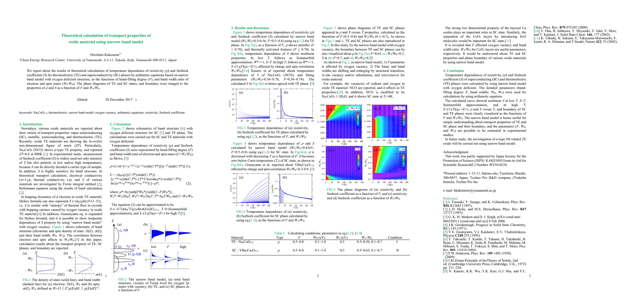 Thumbnail for Theoretical calculation of transport properties of oxide material using
  narrow band model