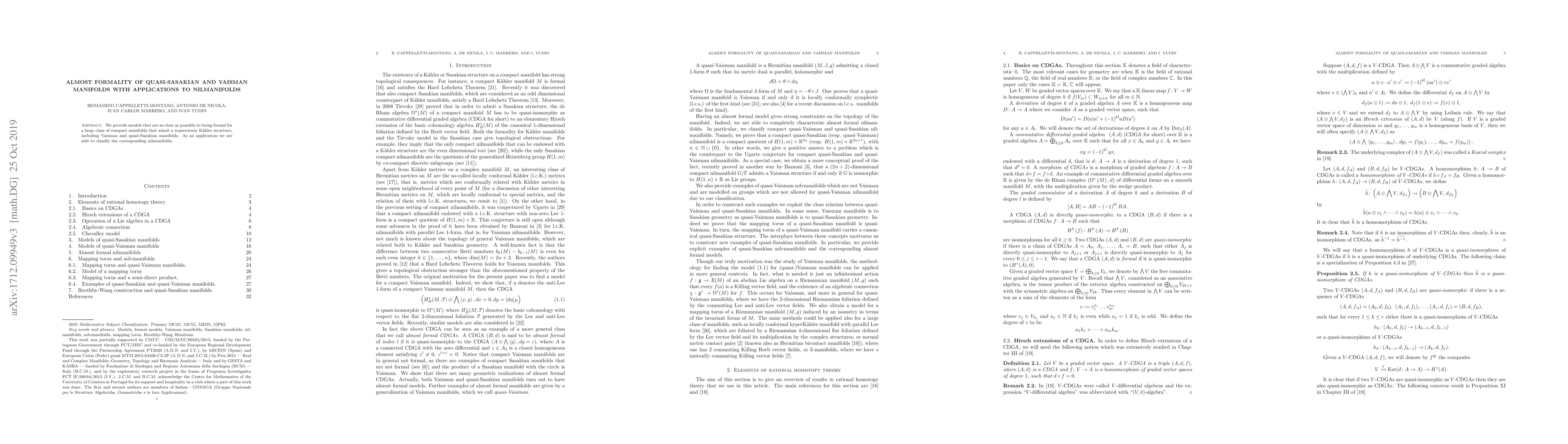 Thumbnail for Almost formality of quasi-Sasakian and Vaisman manifolds with
  applications to nilmanifolds