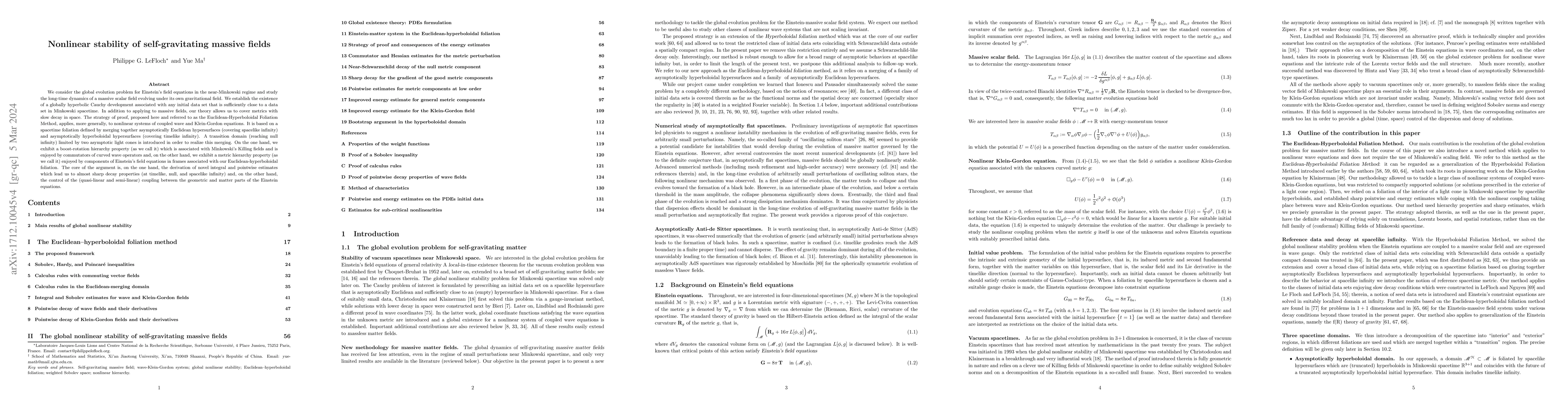 Thumbnail for Nonlinear stability of self-gravitating massive fields