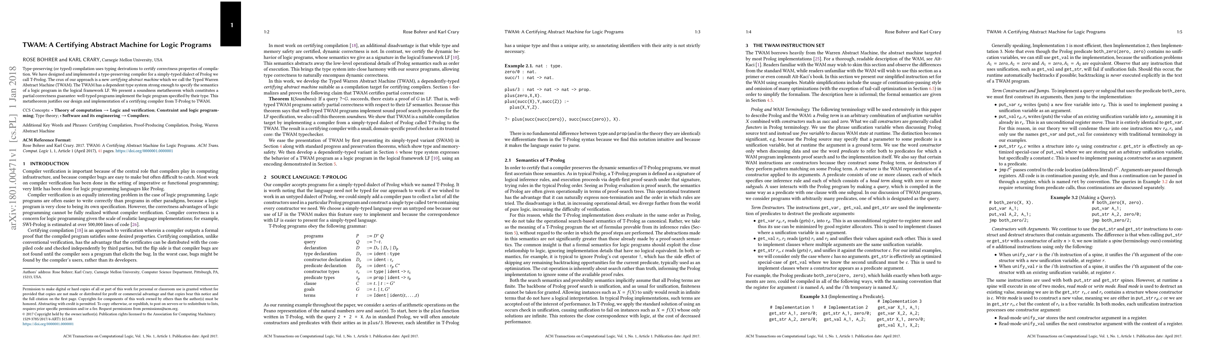 Thumbnail for TWAM: A Certifying Abstract Machine for Logic Programs