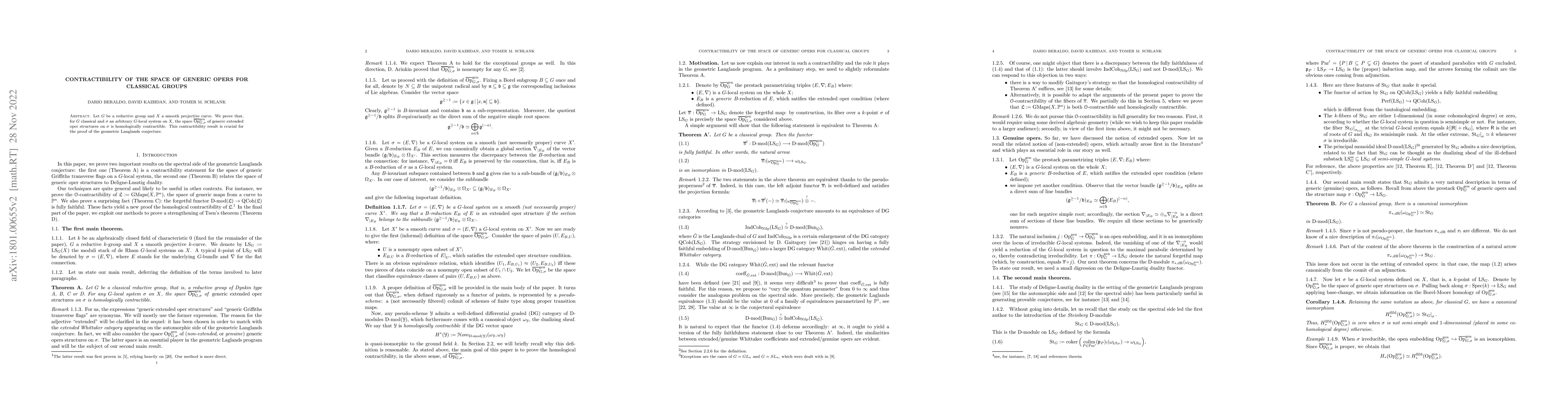 Thumbnail for Contractibility of the space of generic opers for classical groups