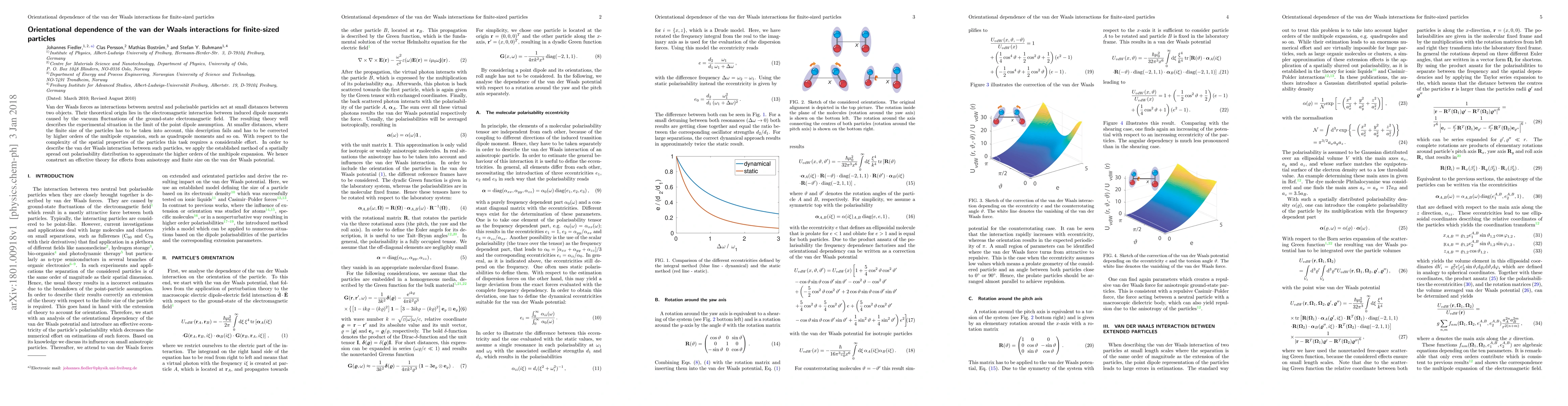 Thumbnail for Orientational dependence of the van der Waals interactions for
  finite-sized particles
