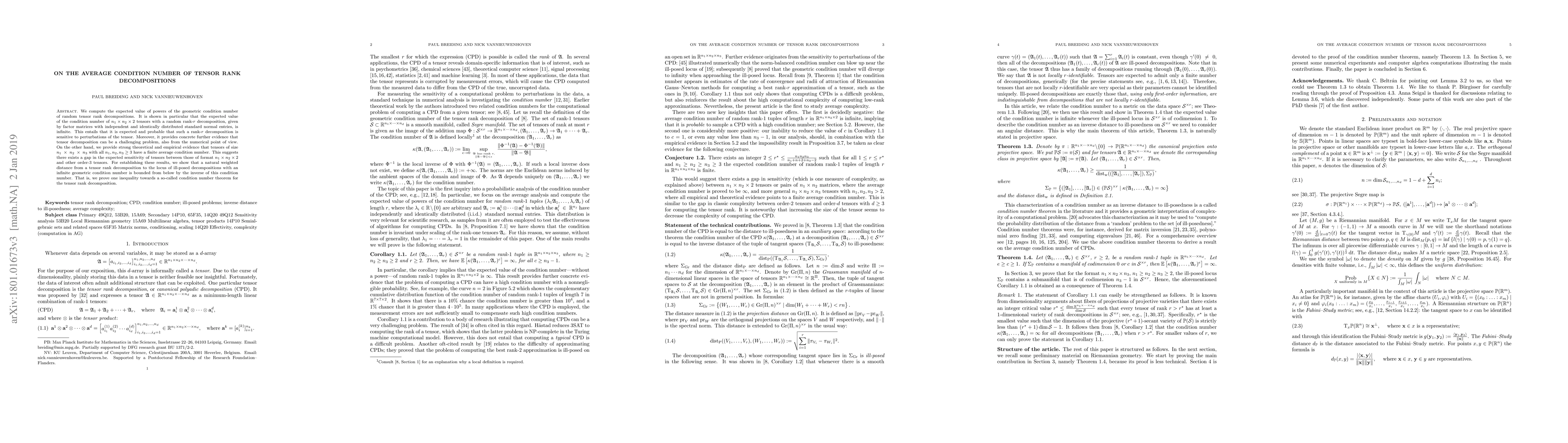 Thumbnail for On the average condition number of tensor rank decompositions