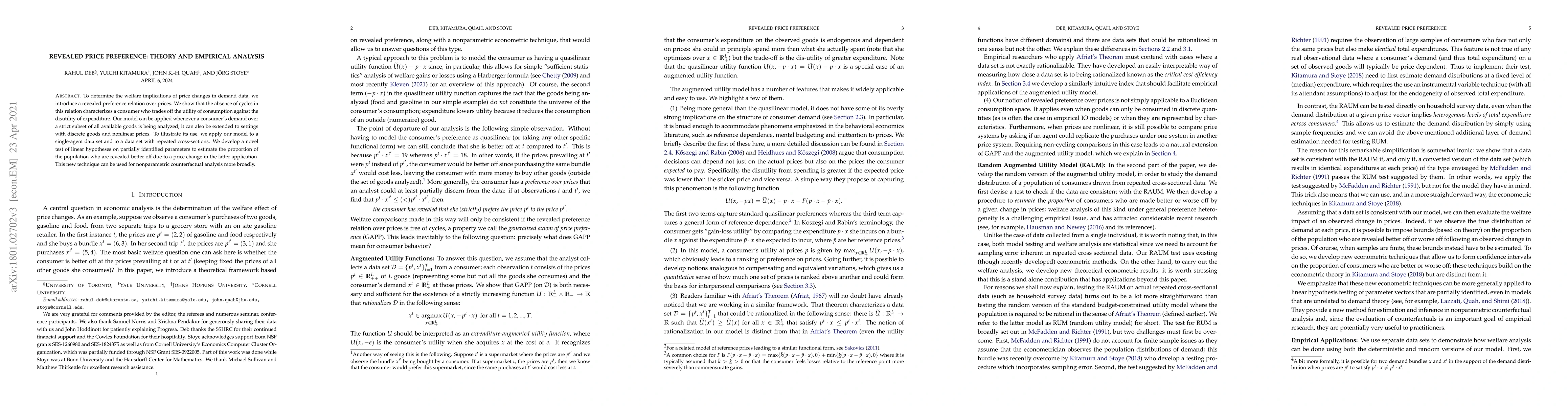 Thumbnail for Revealed Price Preference: Theory and Empirical Analysis