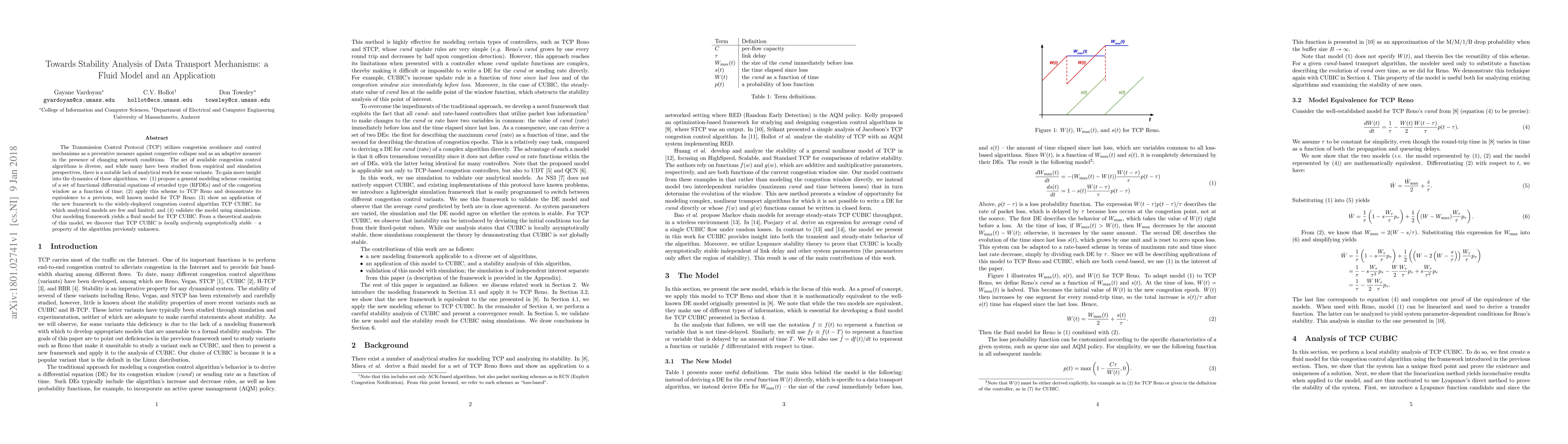 Thumbnail for Towards Stability Analysis of Data Transport Mechanisms: a Fluid Model
  and an Application