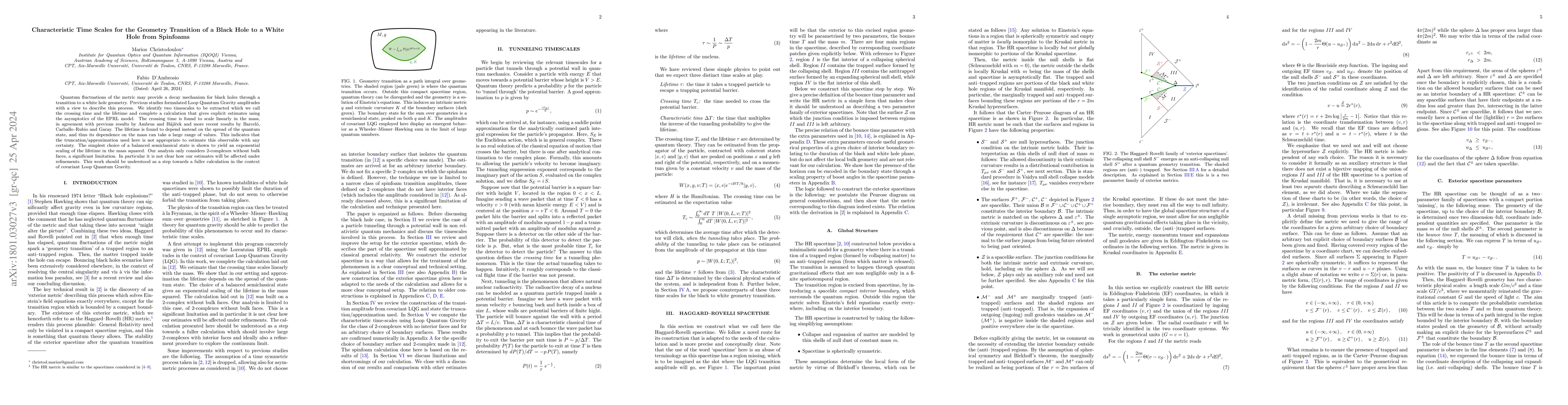 Thumbnail for Characteristic Time Scales for the Geometry Transition of a Black Hole
  to a White Hole from Spinfoams