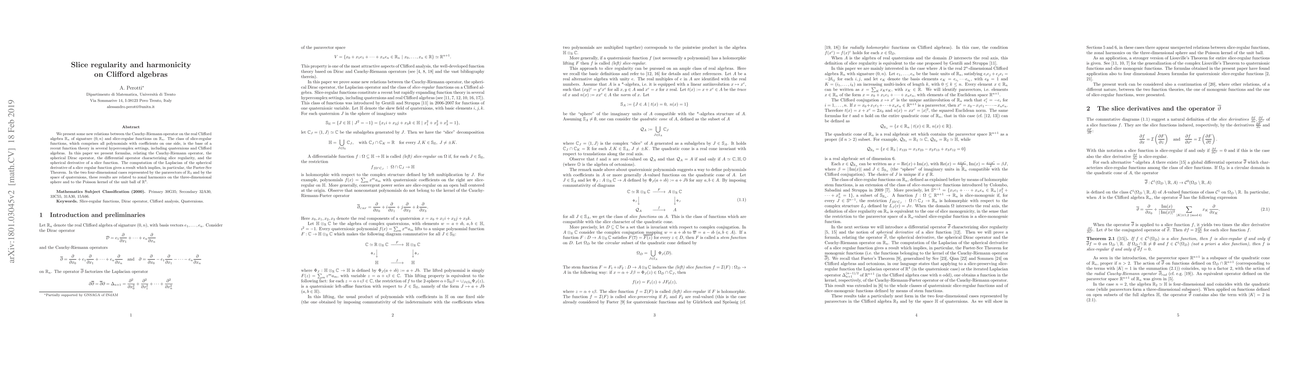 Thumbnail for Slice regularity and harmonicity on Clifford algebras