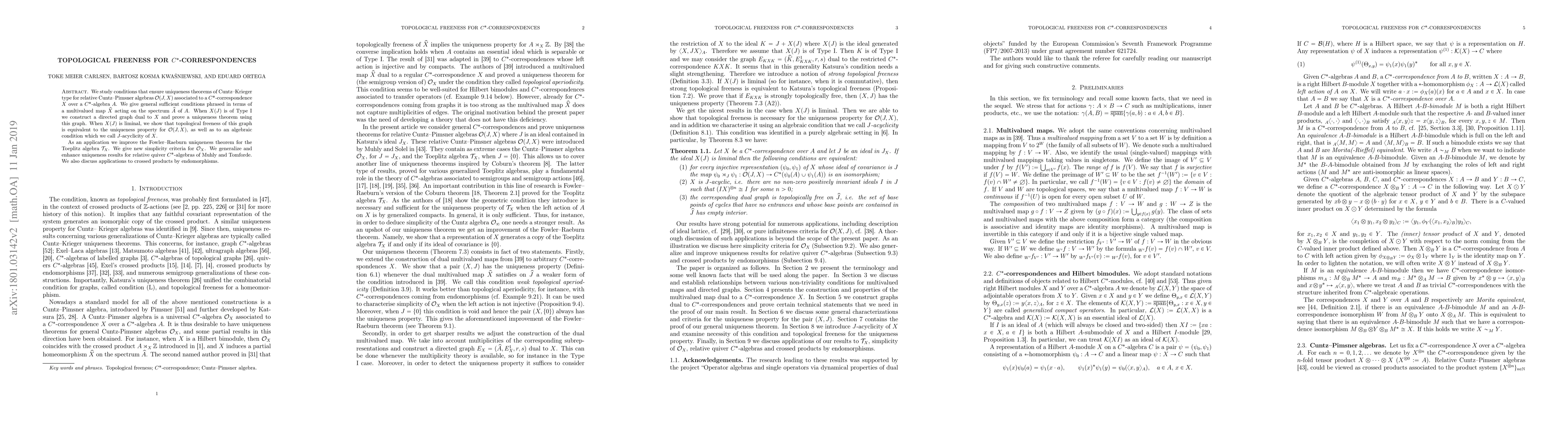 Thumbnail for Topological freeness for $C^*$-correspondences