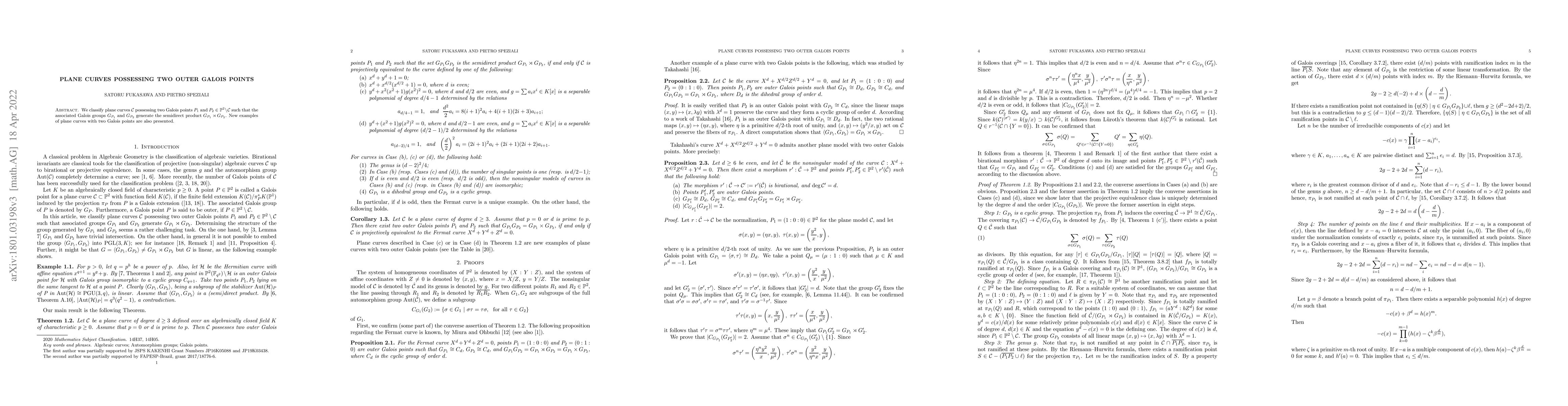 Thumbnail for Plane curves possessing two outer Galois points