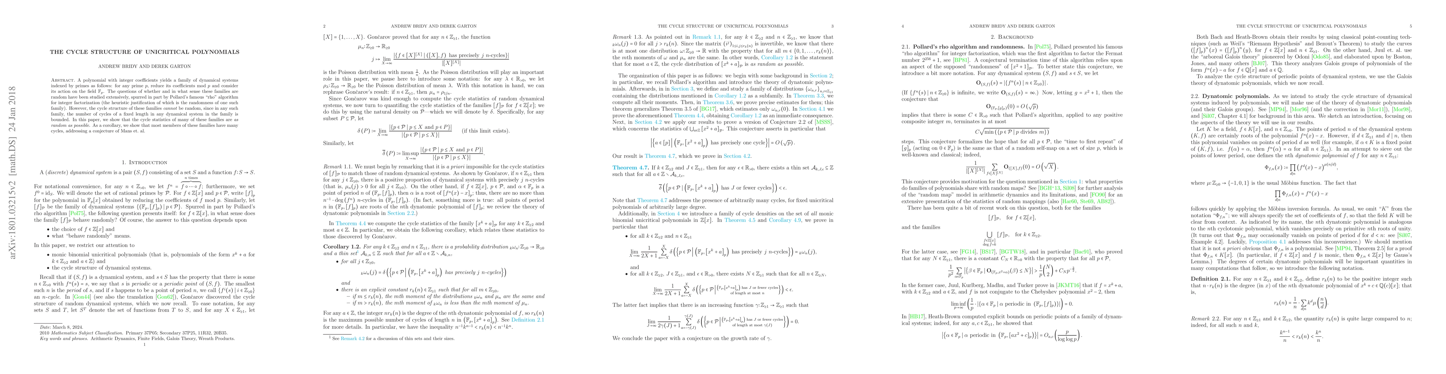 Thumbnail for The cycle structure of unicritical polynomials