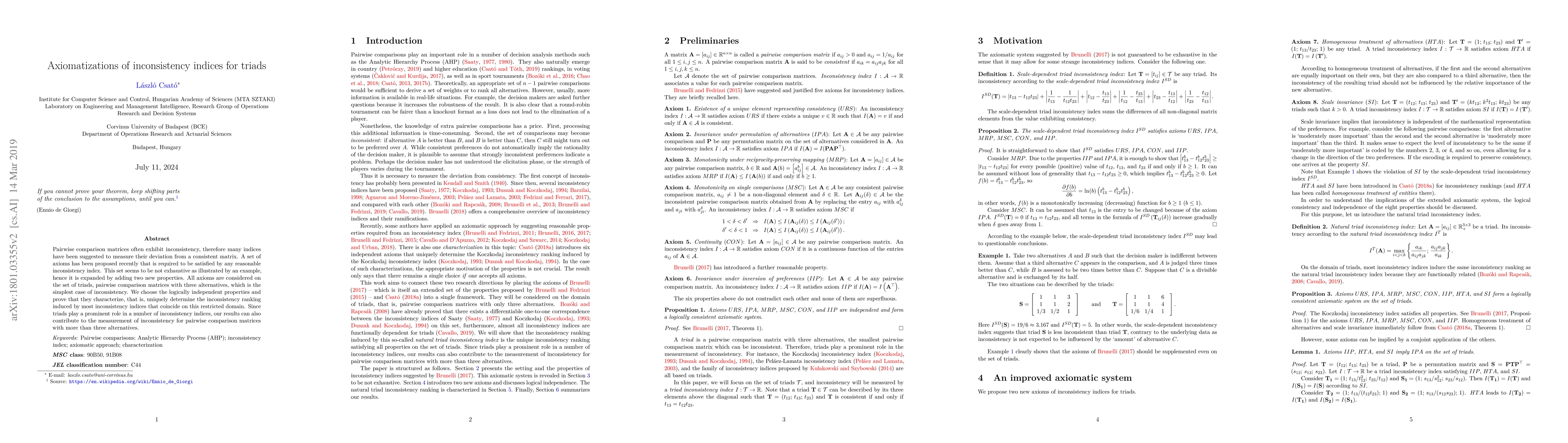 Thumbnail for Axiomatizations of inconsistency indices for triads