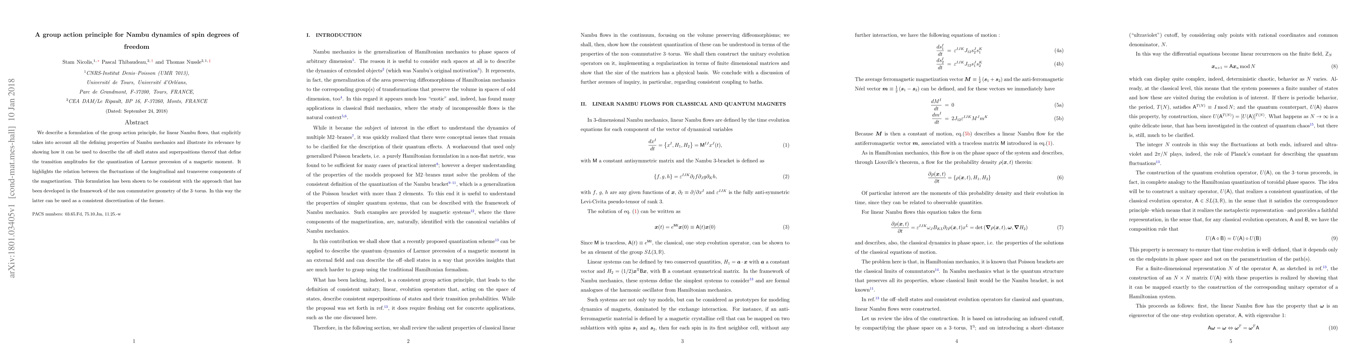 Thumbnail for A group action principle for Nambu dynamics of spin degrees of freedom