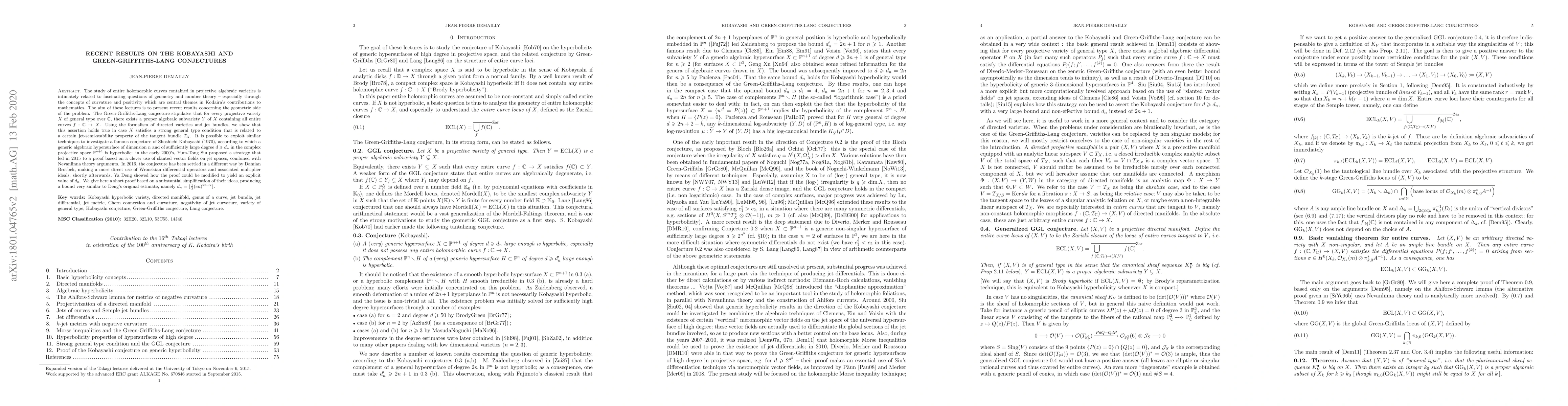 Thumbnail for Recent results on the Kobayashi and Green-Griffiths-Lang conjectures