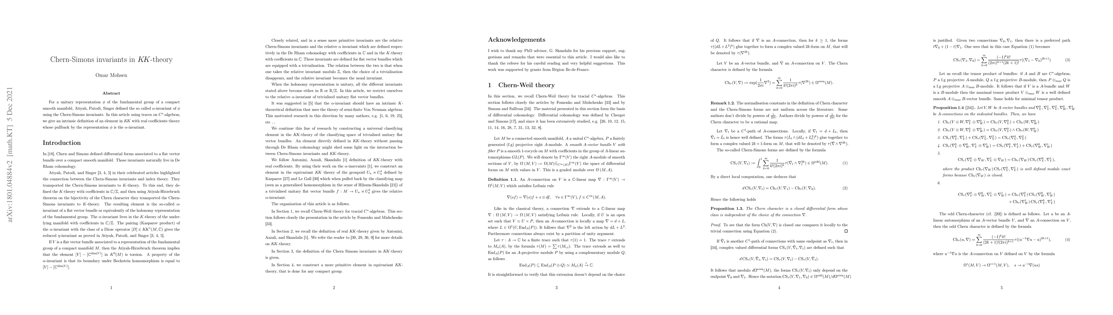 Thumbnail for Chern Simons invariants in $KK$ theory