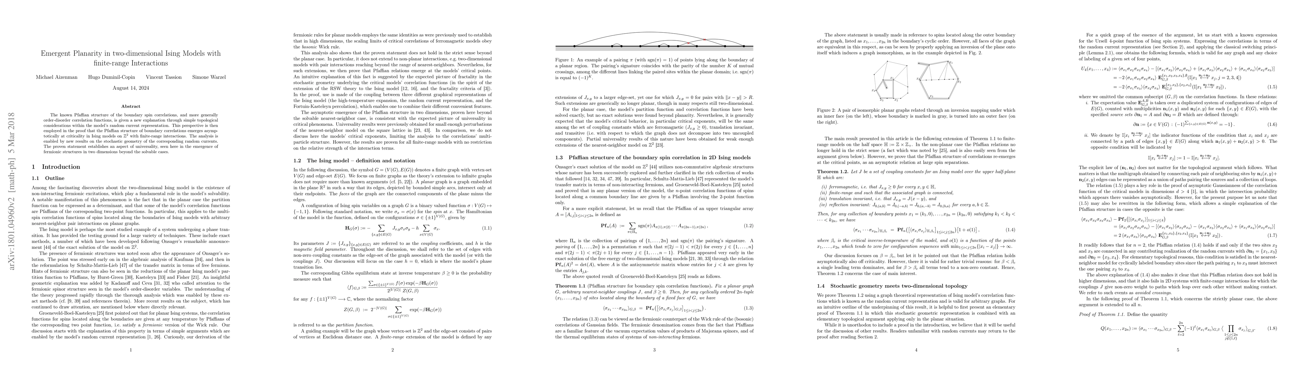 Thumbnail for Emergent Planarity in two-dimensional Ising Models with finite-range
  Interactions