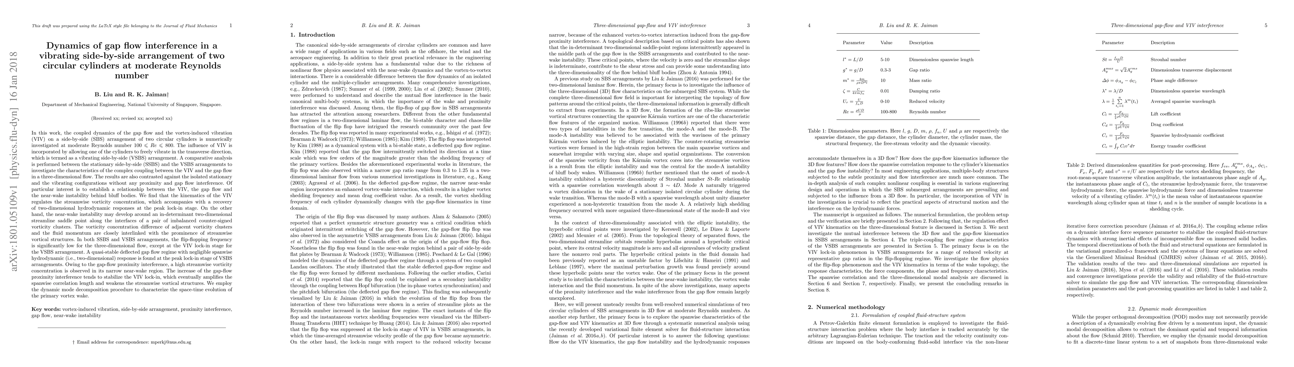 Thumbnail for Dynamics of gap flow interference in a vibrating side-by-side
  arrangement of two circular cylinders at moderate Reynolds number