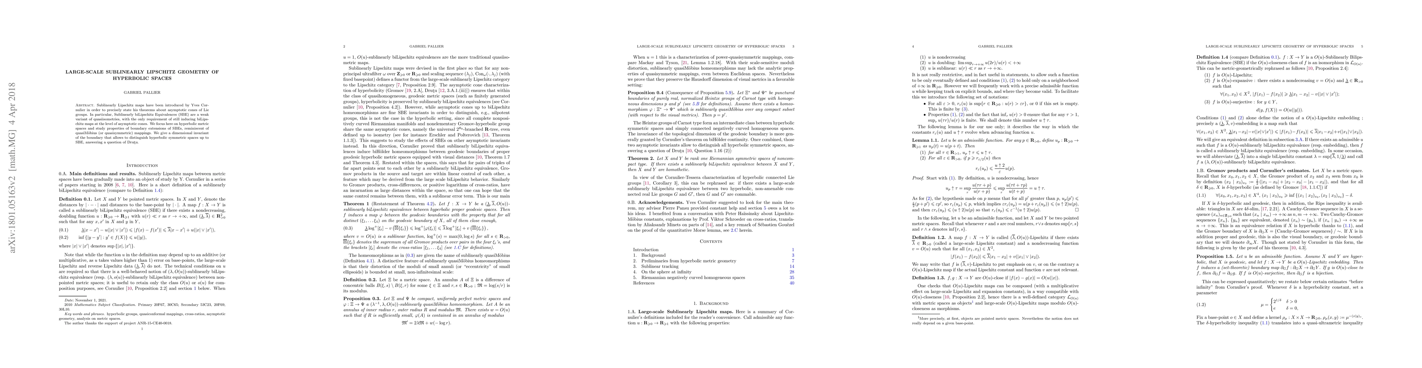 Thumbnail for Large-scale sublinearly Lipschitz geometry of hyperbolic spaces