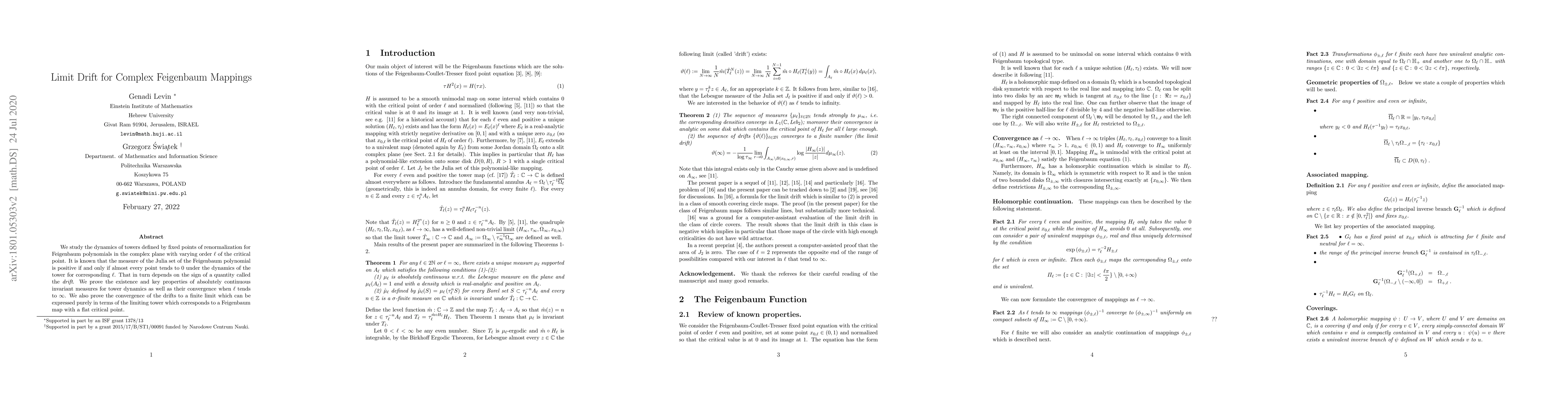 Thumbnail for Limit Drift for Complex Feigenbaum Mappings