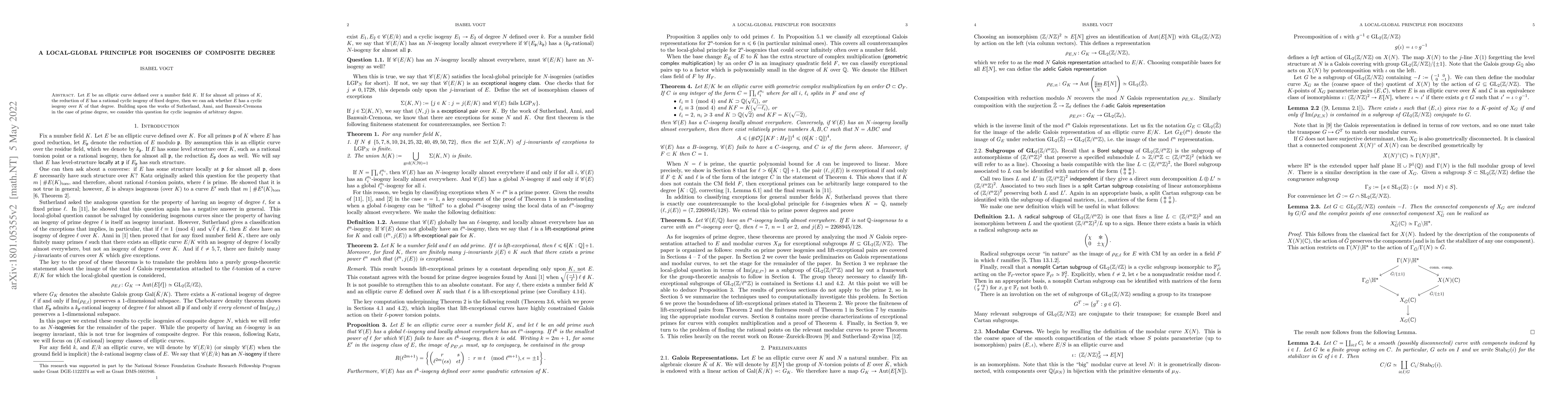 Thumbnail for A Local-global principle for isogenies of composite degree