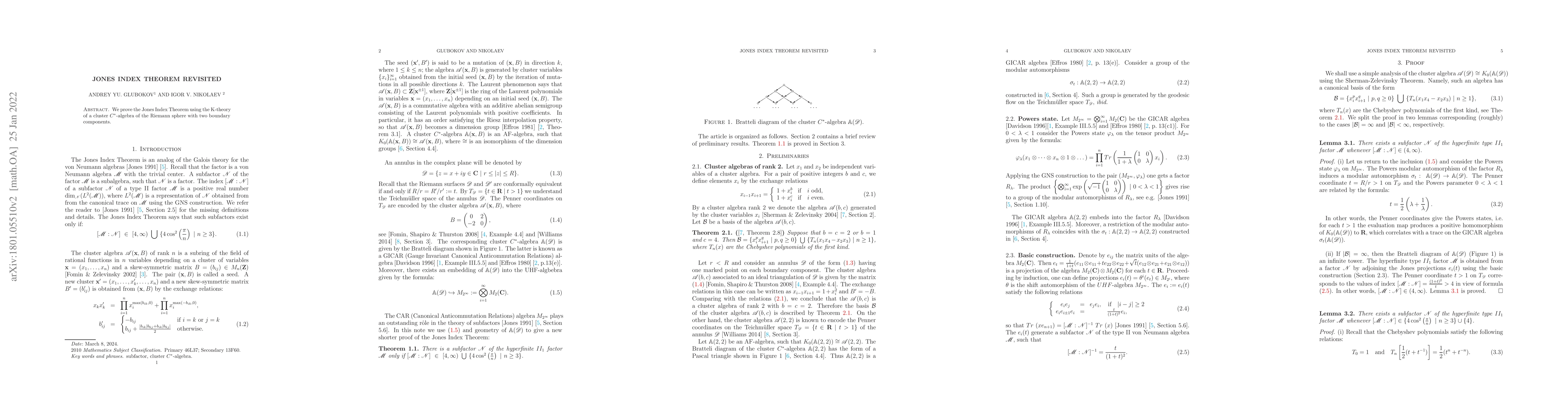 Thumbnail for Jones Index Theorem revisited