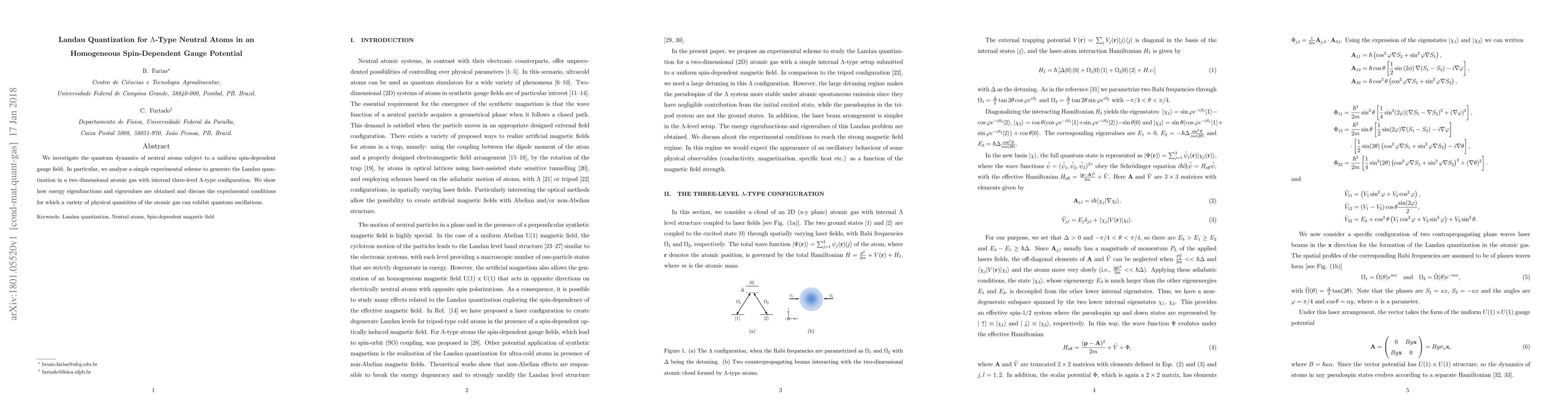 Thumbnail for Landau Quantization for $ \Lambda $-Type Neutral Atoms in an Homogeneous
  Spin-Dependent Gauge Potential