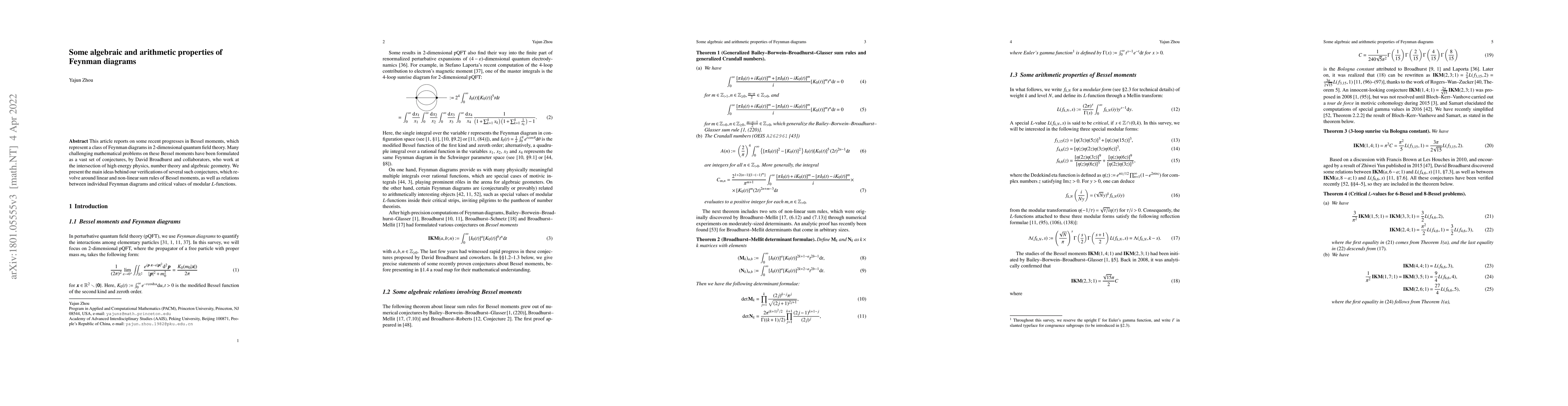 Thumbnail for Some algebraic and arithmetic properties of Feynman diagrams