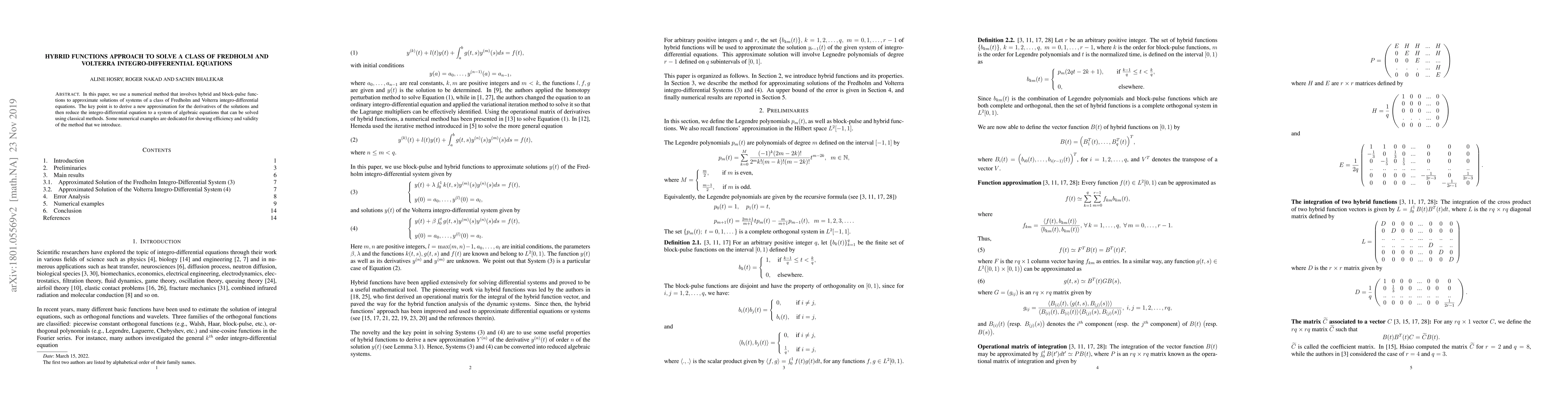 Thumbnail for Hybrid functions approach to solve a class of Fredholm and Volterra
  integro-differential equations
