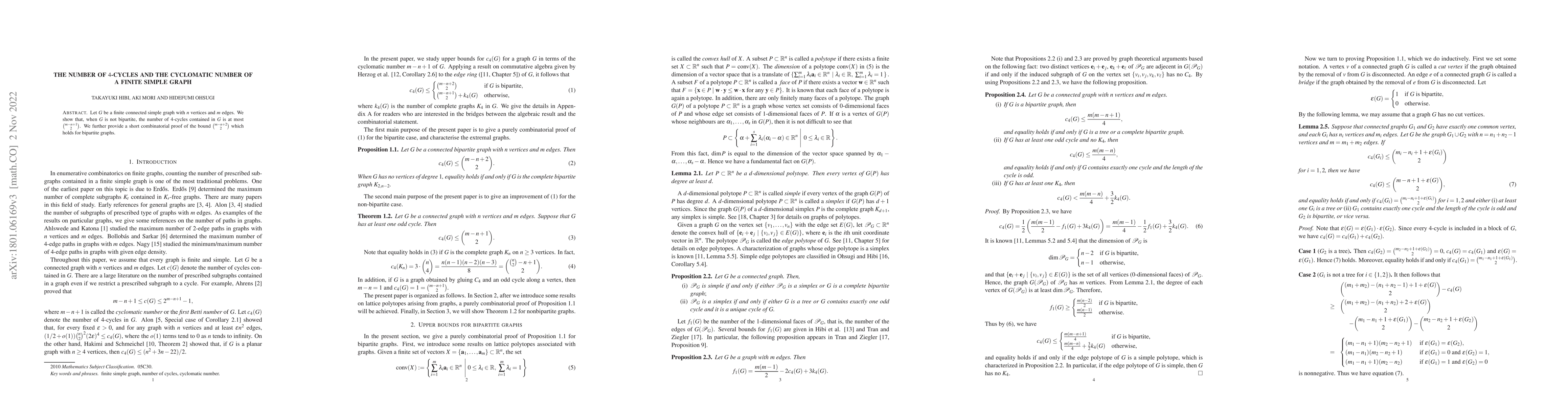 Thumbnail for The number of $4$-cycles and the cyclomatic number of a finite simple
  graph
