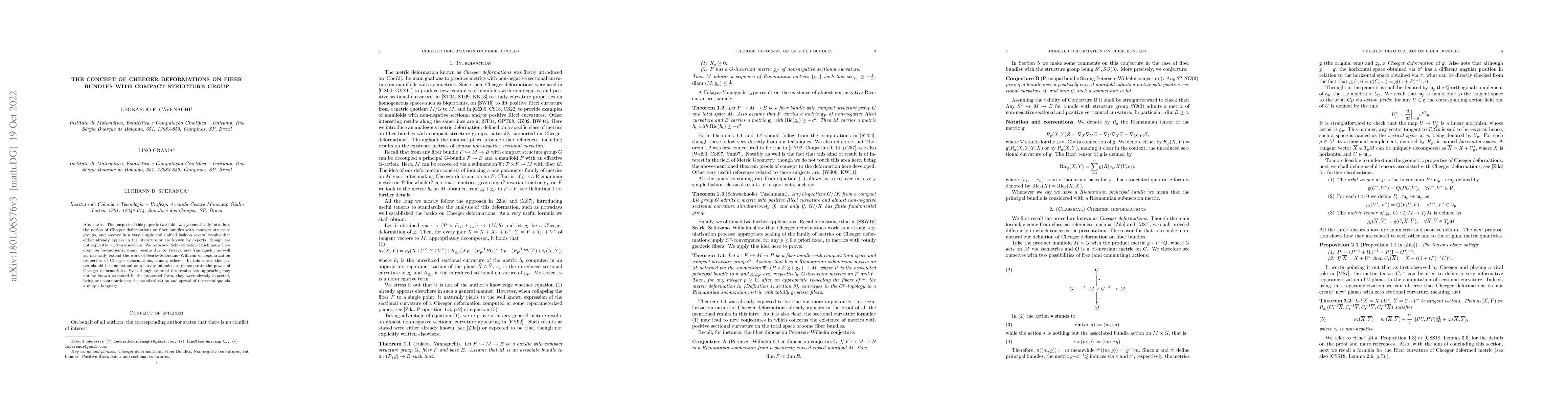 Thumbnail for The concept of Cheeger deformations on fiber bundles with compact
  structure group