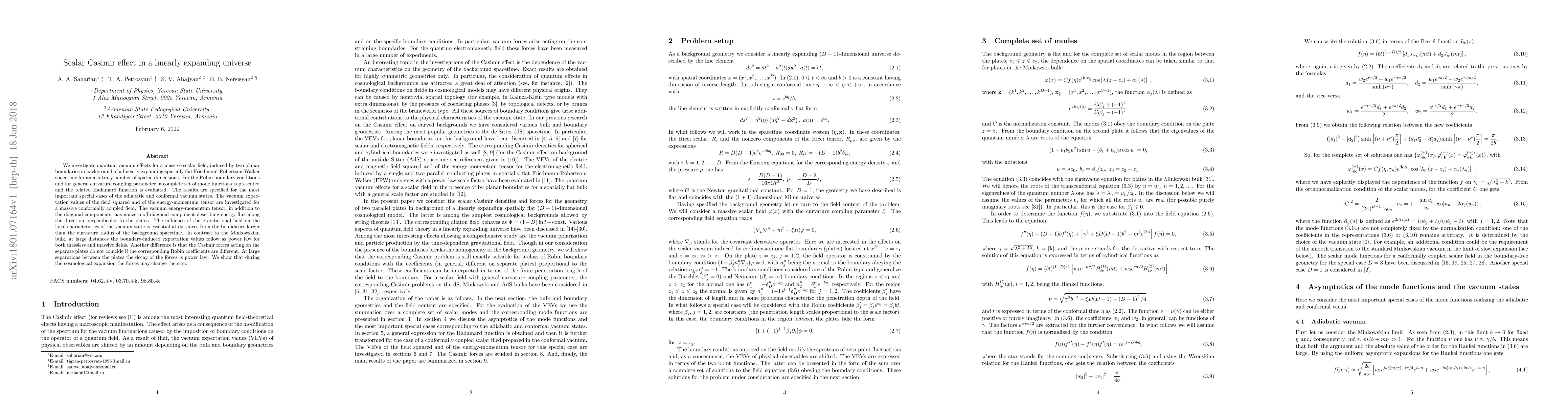 Thumbnail for Scalar Casimir effect in a linearly expanding universe
