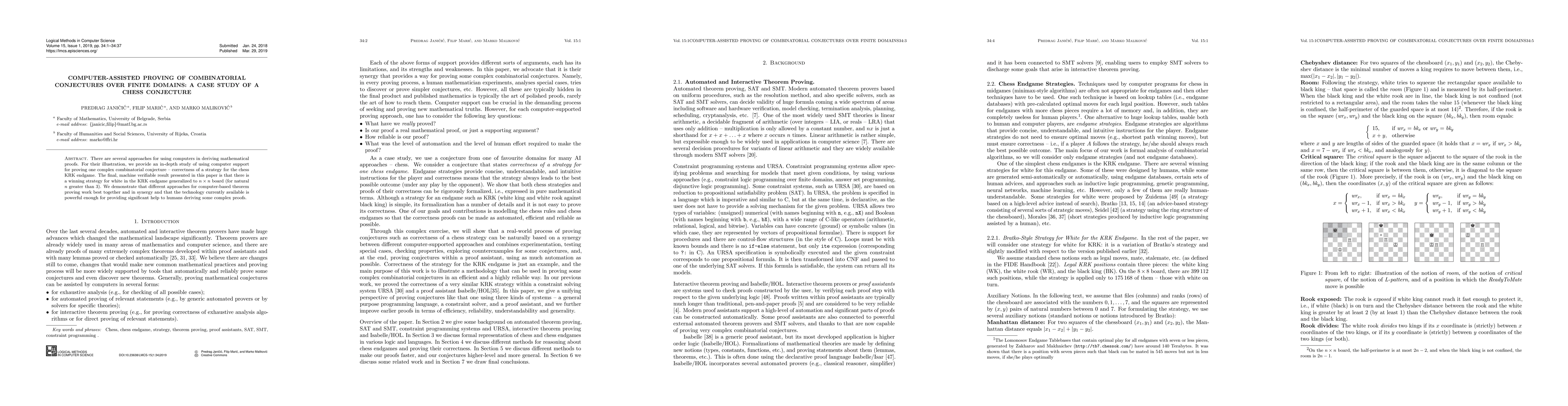 Thumbnail for Computer-Assisted Proving of Combinatorial Conjectures Over Finite
  Domains: A Case Study of a Chess Conjecture