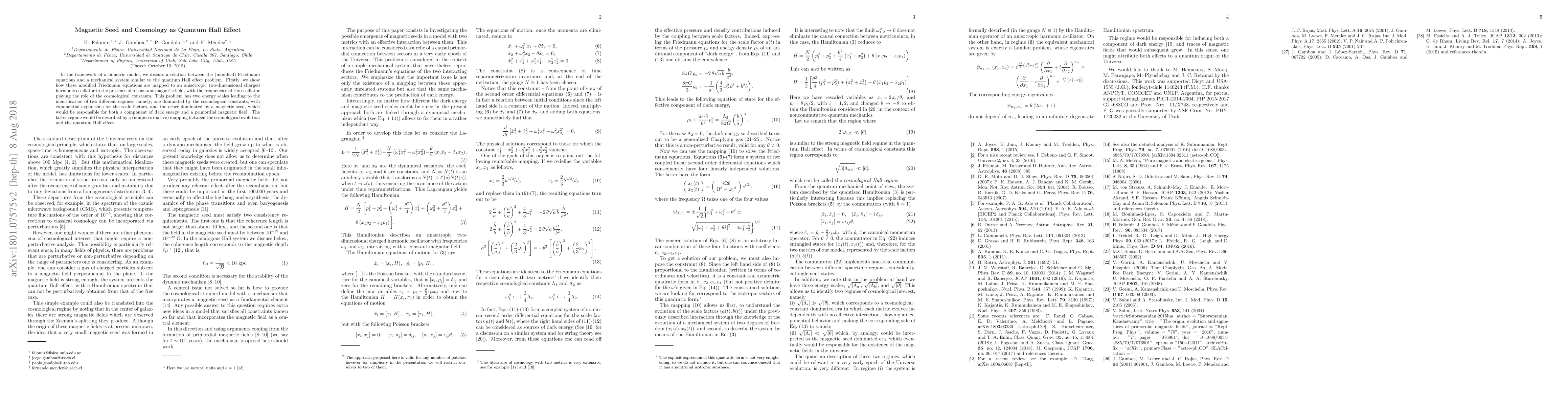 Thumbnail for Magnetic Seed and Cosmology as Quantum Hall Effect