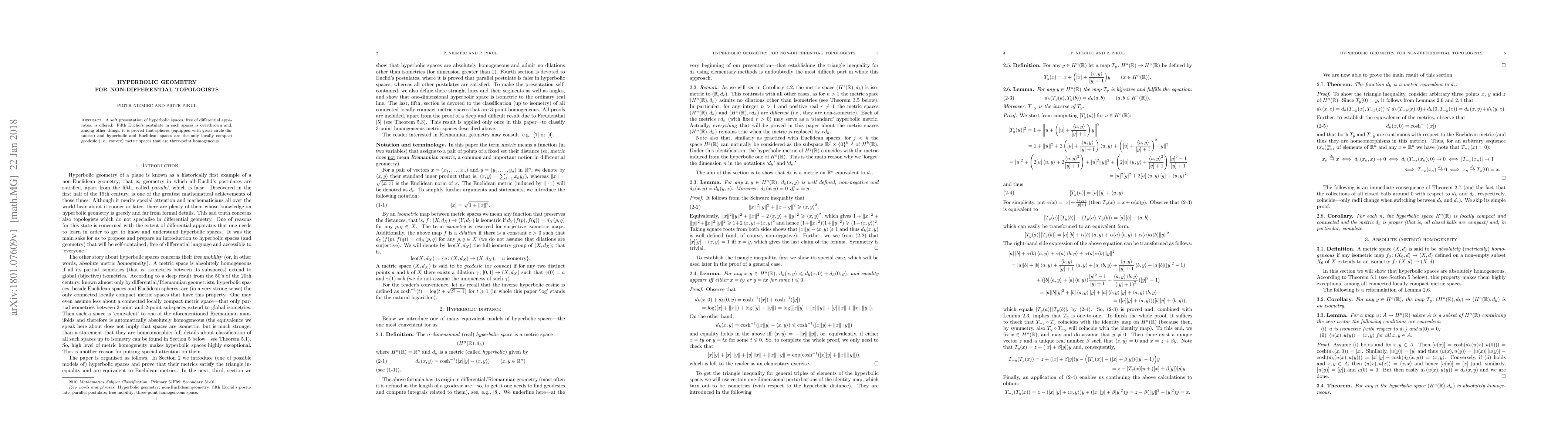 Thumbnail for Hyperbolic geometry for non-differential topologists