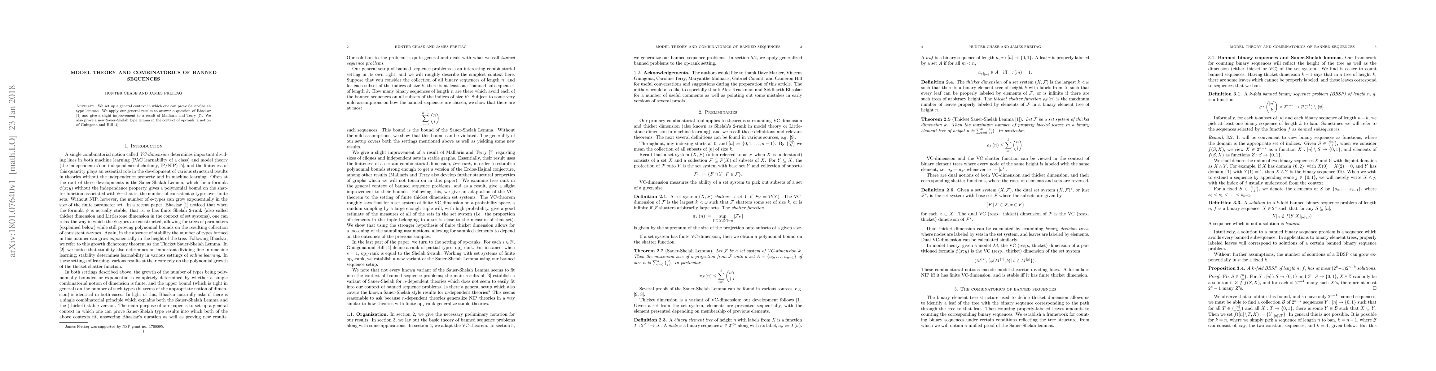 Thumbnail for Model theory and combinatorics of banned sequences