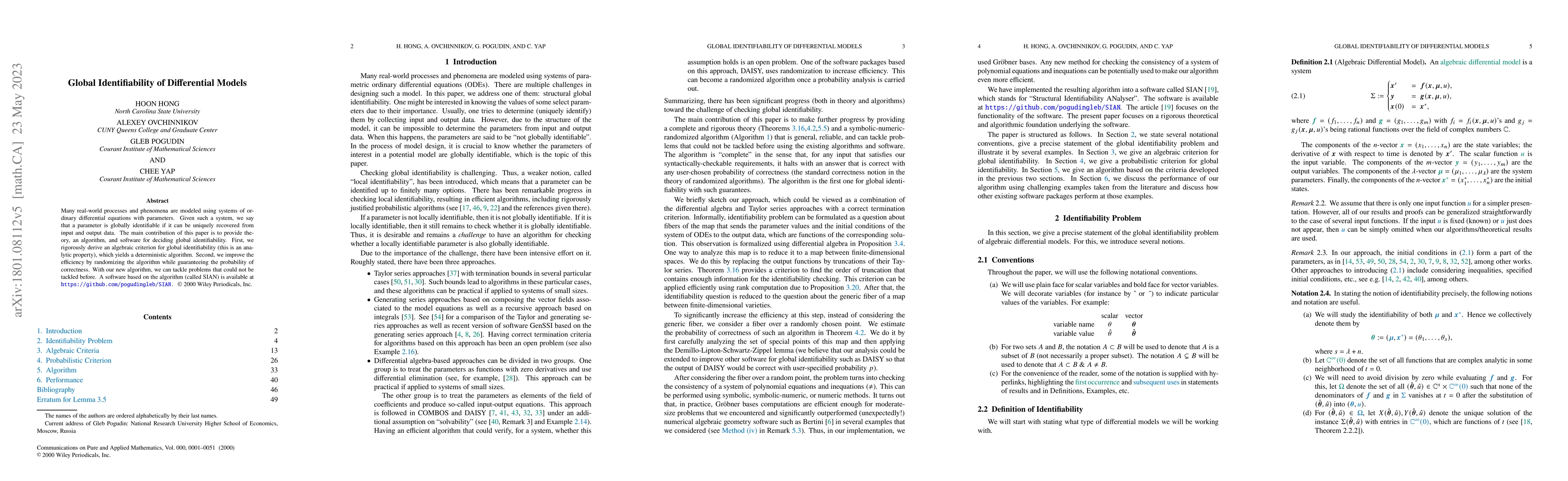 Thumbnail for Global Identifiability of Differential Models