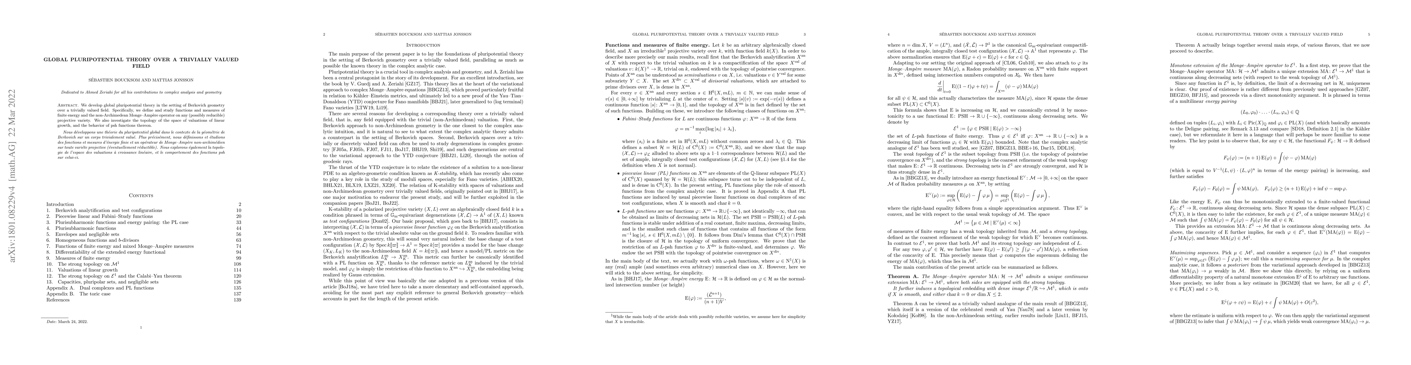 Thumbnail for Global pluripotential theory over a trivially valued field