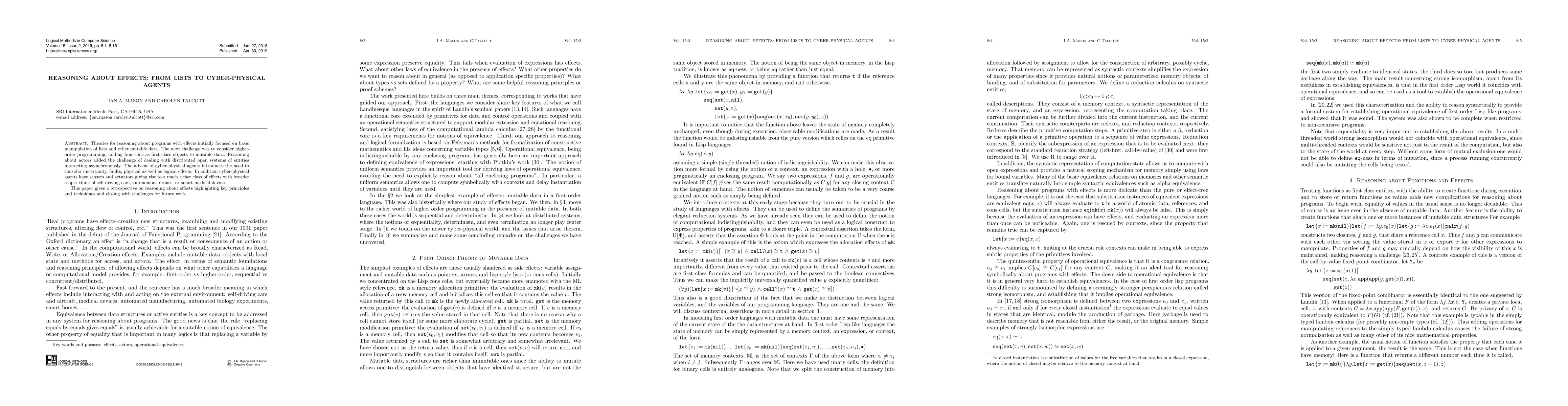 Thumbnail for Reasoning about effects: from lists to cyber-physical agents