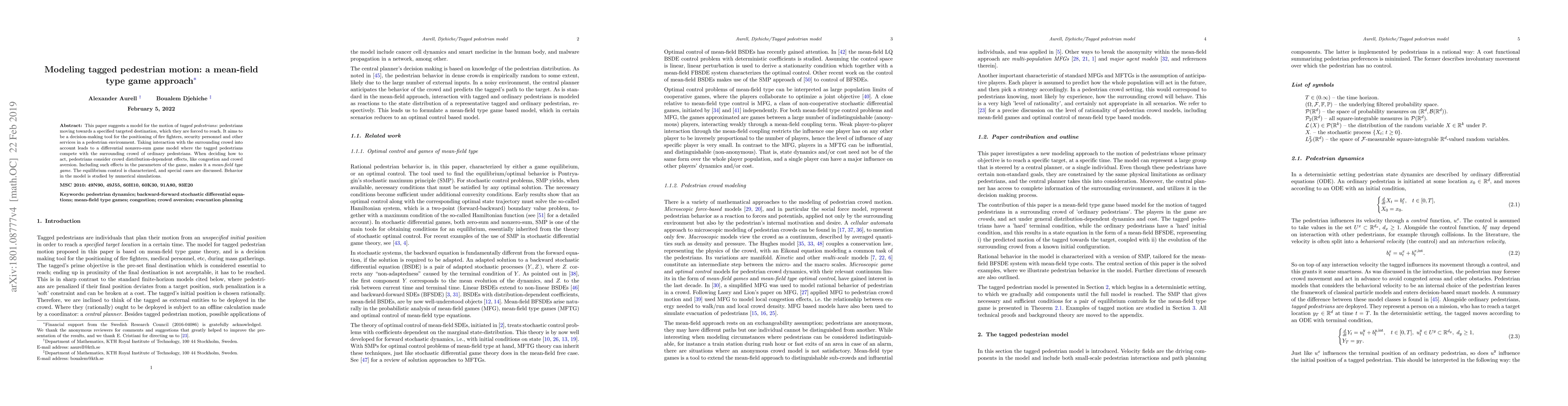 Thumbnail for Modeling tagged pedestrian motion: a mean-field type game approach