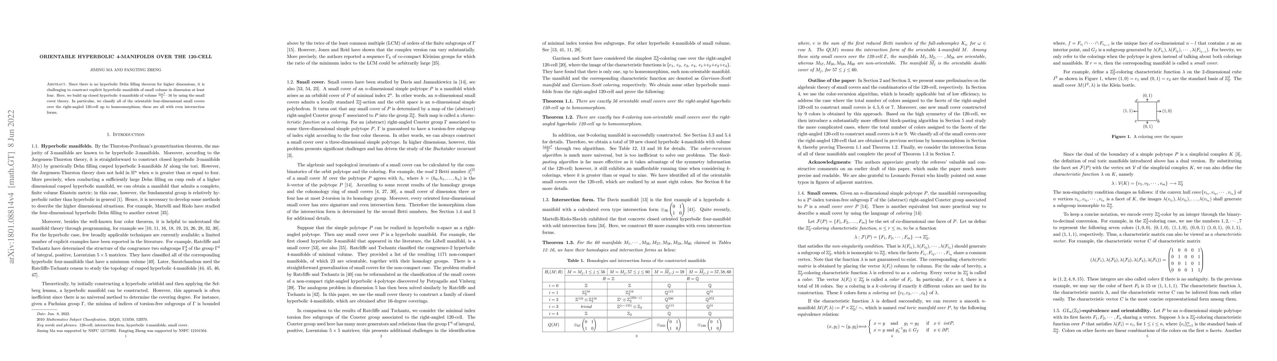 Thumbnail for Orientable hyperbolic 4-manifolds over the 120-cell
