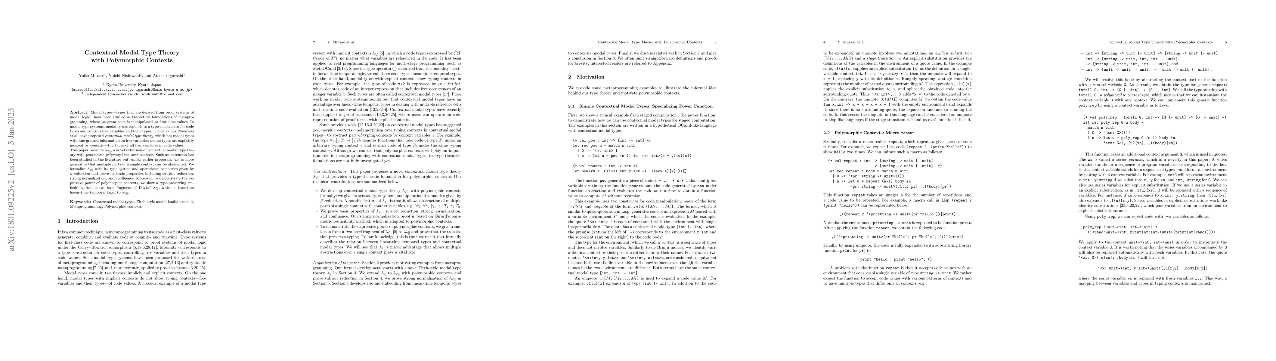Thumbnail for Contextual Modal Type Theory with Polymorphic Contexts
