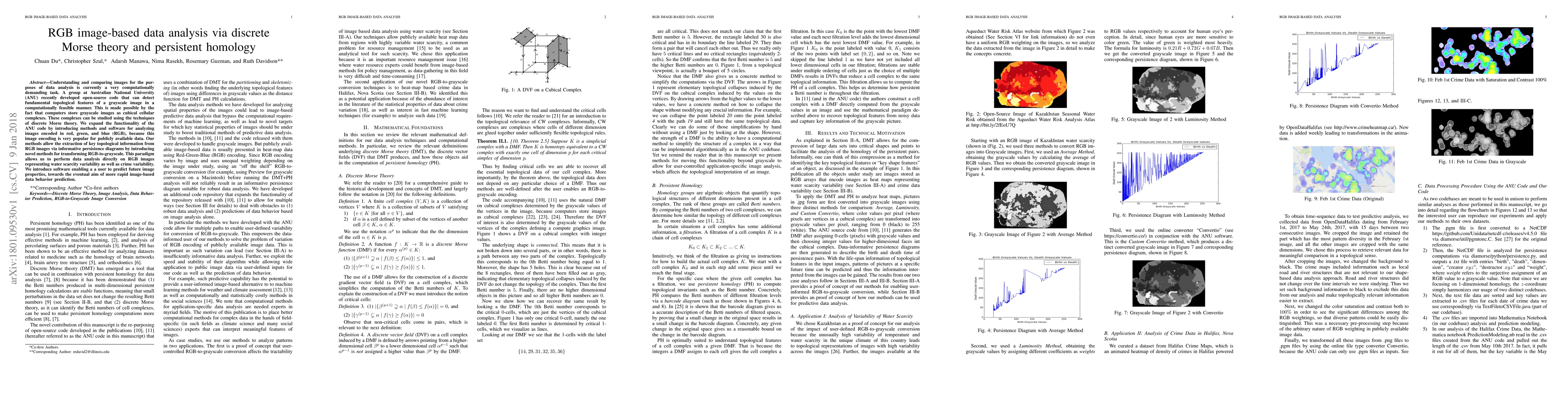 Thumbnail for RGB image-based data analysis via discrete Morse theory and persistent
  homology