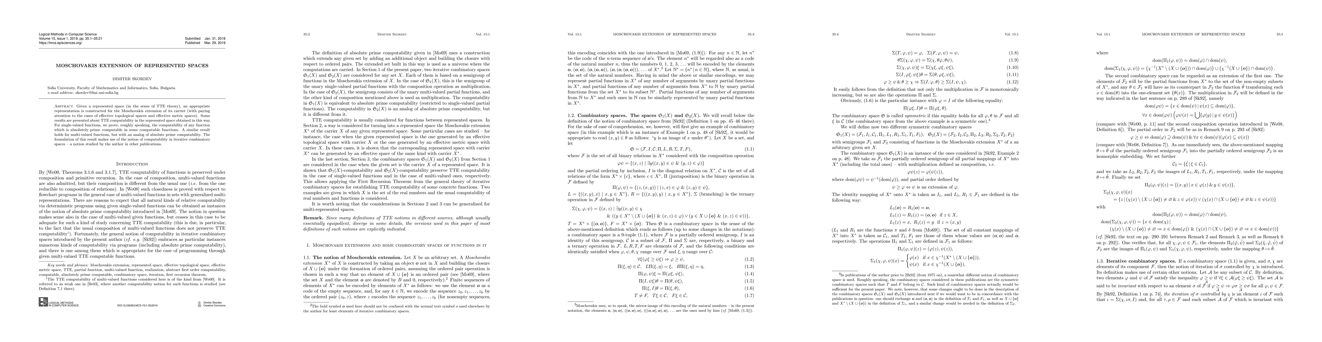 Thumbnail for Moschovakis Extension of Represented Spaces