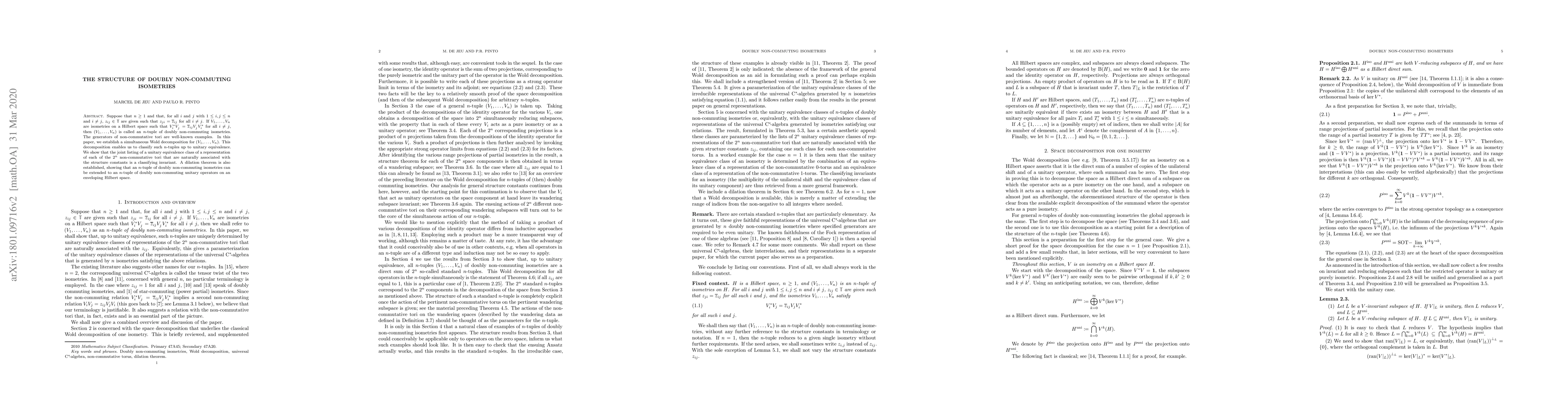 Thumbnail for The structure of doubly non-commuting isometries