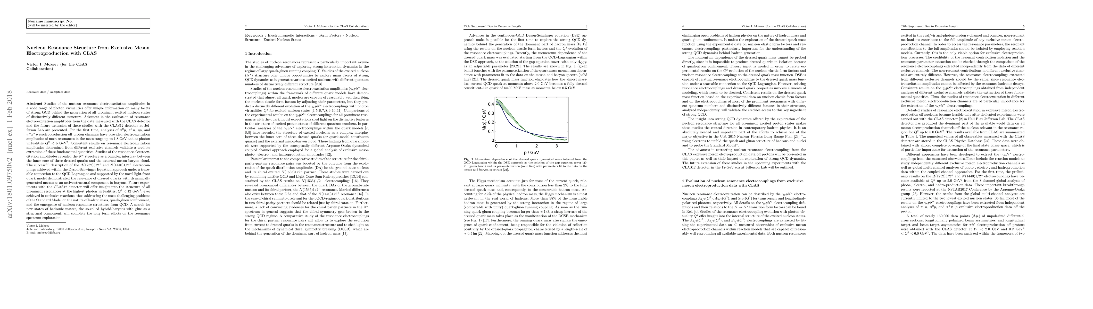 Thumbnail for Nucleon Resonance Structure from Exclusive Meson Electroproduction with
  CLAS
