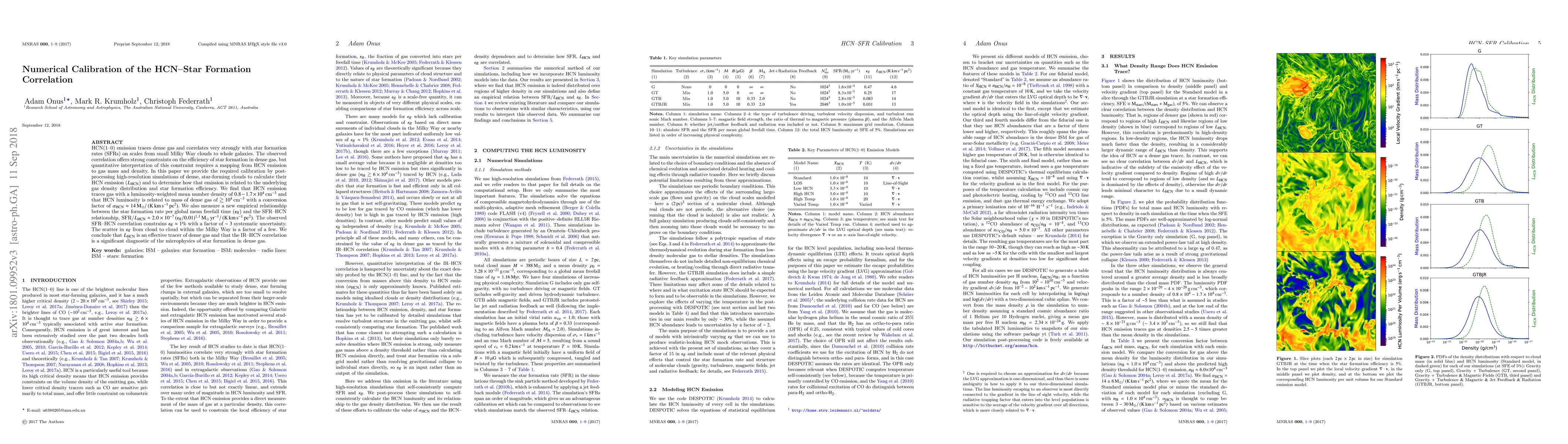 Thumbnail for Numerical Calibration of the HCN$-$Star Formation Correlation