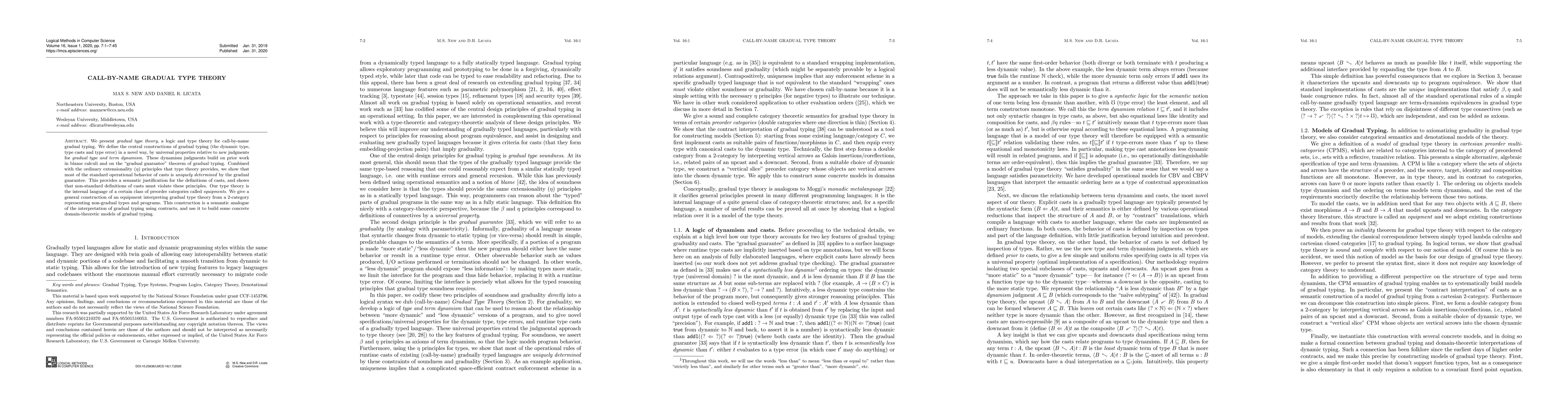 Thumbnail for Call-by-name Gradual Type Theory