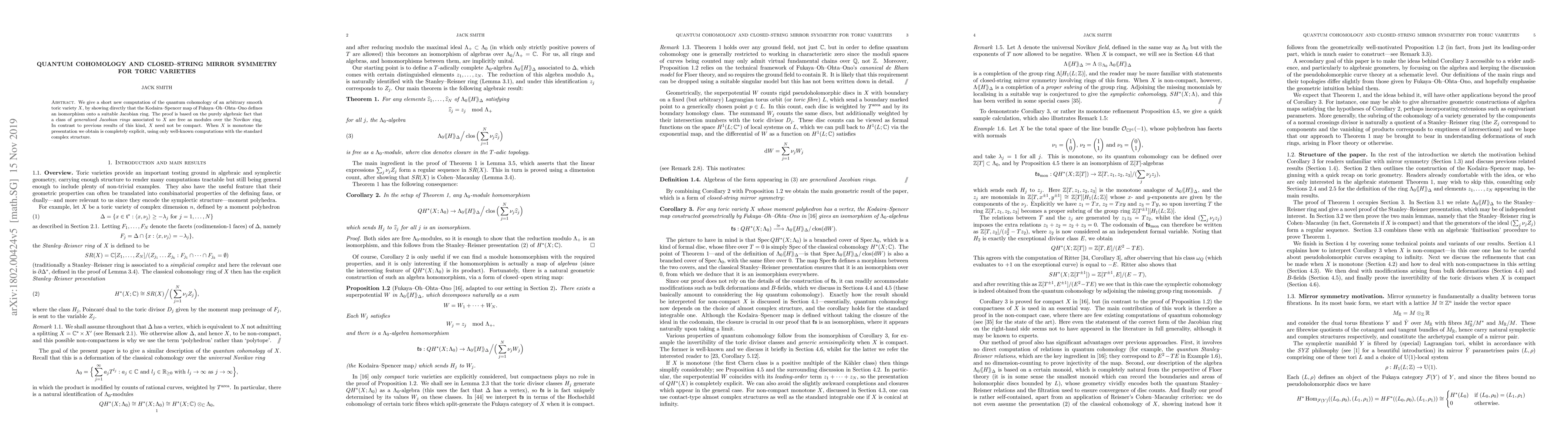 Thumbnail for Quantum cohomology and closed-string mirror symmetry for toric varieties